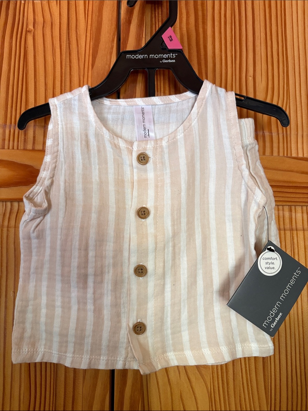 Short Set Striped Sleeveless Button-Front Top & Short Cream & White 18 month NWT